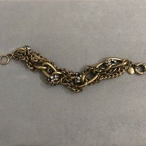 J. Crew Crystal Donut Braided Chain Bracelet Gold